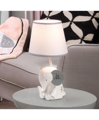 Happy Jungle White/Grey Elephant Nursery Lamp with Shade & Bulb