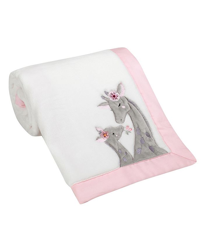 Lambs & Ivy Giraffe and a Half Soft White Fleece Appliqued Baby Blanket