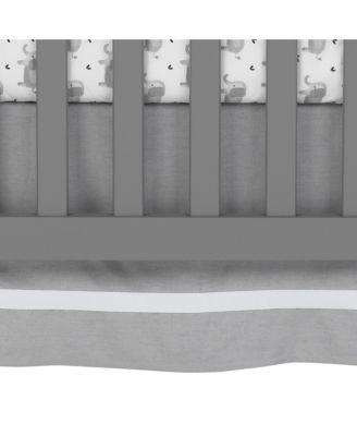 Signature Gray Linen with White Trim 4-Sided Crib Skirt