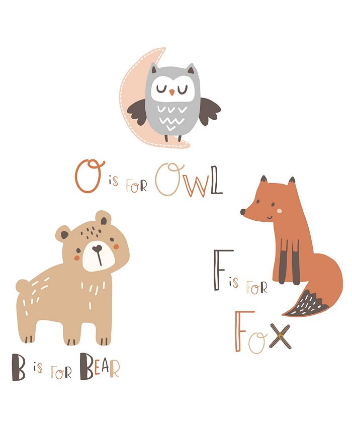 Bedtime Originals Animal Alphabet Beige Gray Bear Owl Fox Woodland