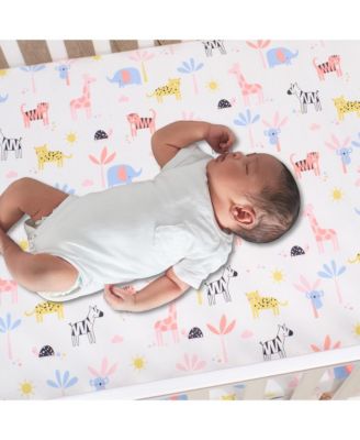 Snuggle Jungle Pastel Safari Cotton Jersey Baby Fitted Crib Sheet