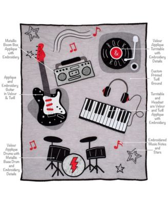 Baby Rock Star Musical Instruments 3-Piece Crib Bedding Set - Gray