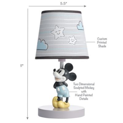 Disney Baby Moonlight Mickey Mouse Lamp with Shade & Bulb - Gray