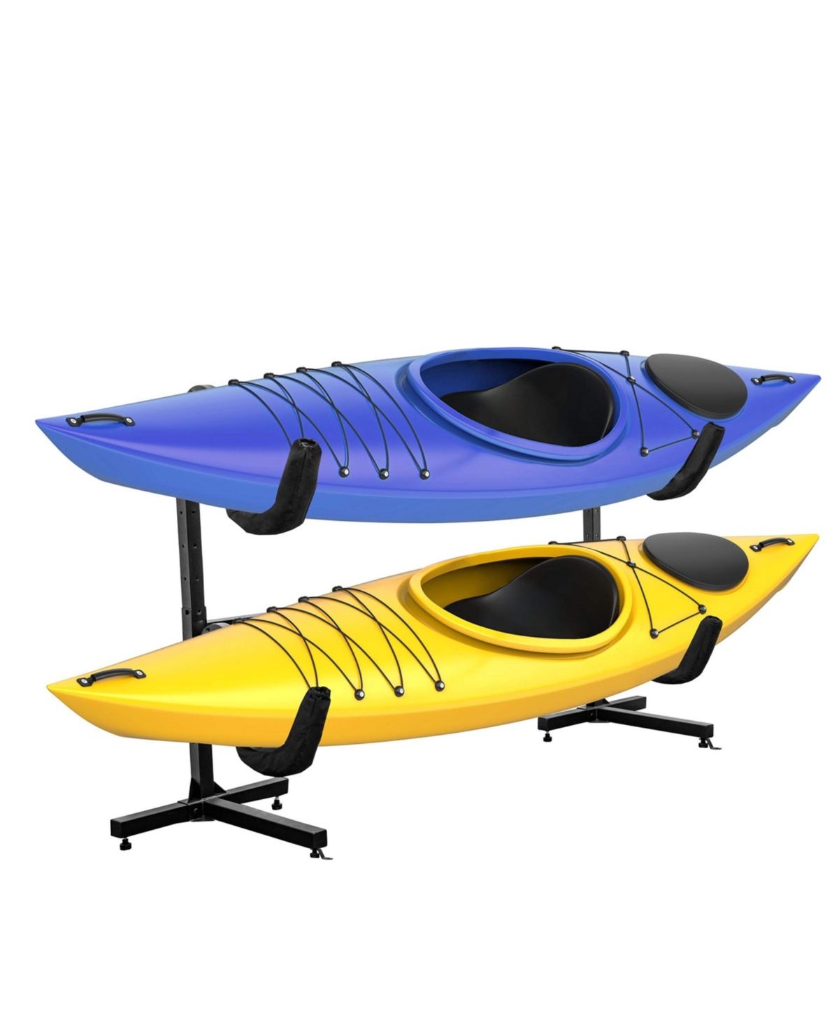 Kayak Storage Rack, Indoor & Outdoor Freestanding Storage for 2 - Black