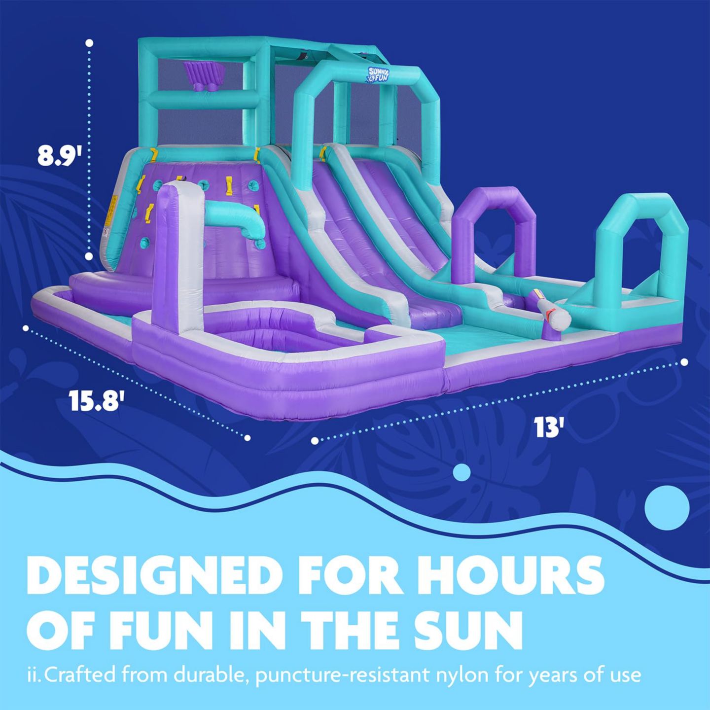 Детская игрушка Sunny & Fun Inflatable Water Slide & Blow Up Pool with Climbing Wall, Ages 3+, цвет: Фиолетовый — фото 3