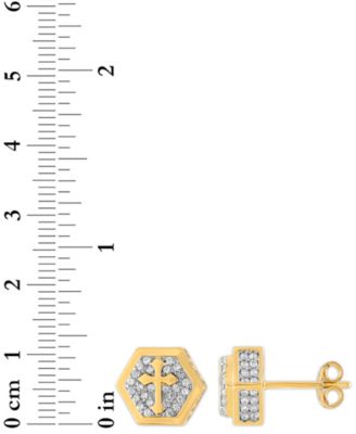 Cubic Zirconia Cross Hexagon Cluster Stud Earrings, Created for Macy's