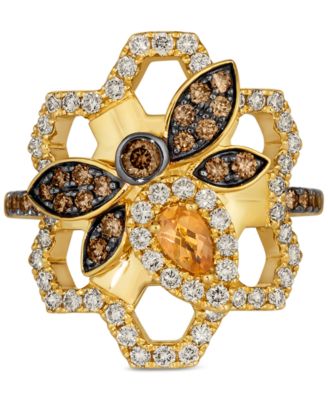 Le Vian - Cinnamon Citrine (1/6 ct. t.w.), Chocolate Diamonds (1/3 ct. t.w.) & Nude Diamonds (5/8 ct. t.w.) Statement Ring in 14k Yellow Gold