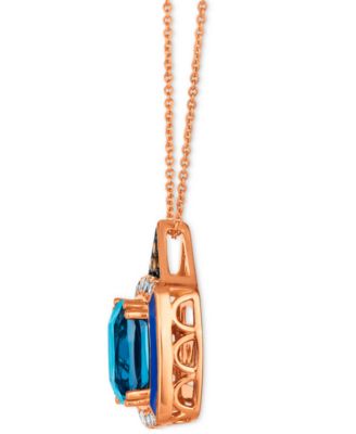 Deep Sea Blue Topaz (2-1/2 ct. t.w.), Nude Diamonds (1/6 ct. t.w.) & Chocolate Diamonds (1/20 ct. t.w.) Adjustable Pendant Necklace in 14k Rose Gold, 18" + 2" extender