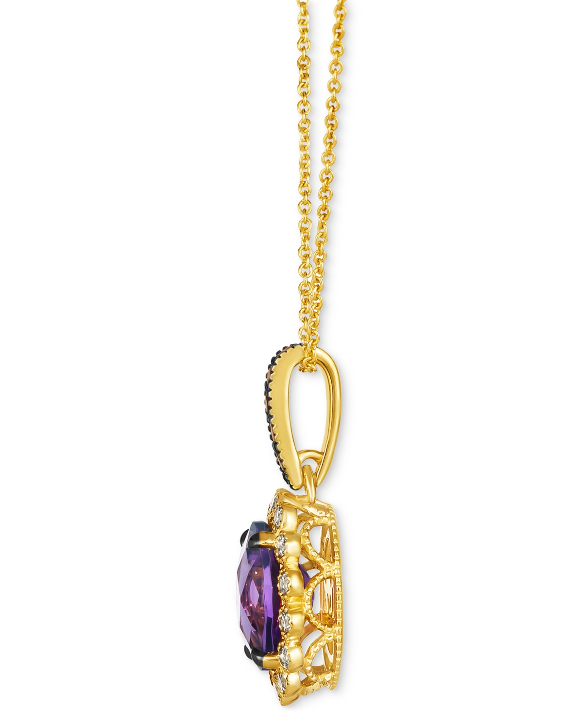 Le Vian Grape Amethyst (2-1/3 ct. t.w.) & Diamond (1/3 ct. t.w.) Oval Halo Pendant Necklace in 14k Gold, 18