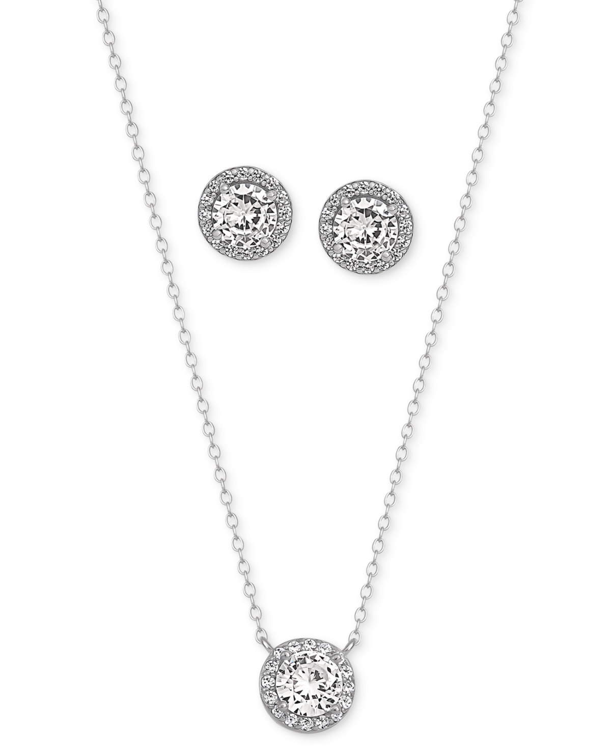 GIANI BERNINI STERLING SILVER CUBIC ZIRCONIA NECKLACE AND EARRINGS