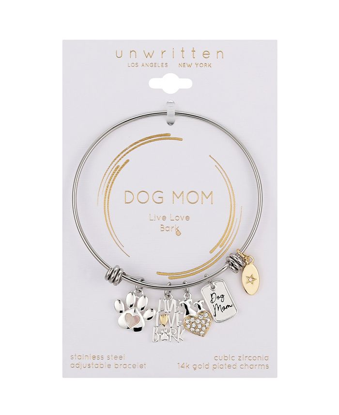 Unwritten 14K Gold Two Tone FlashPlated Crystal Live Love Bark Dog Mom