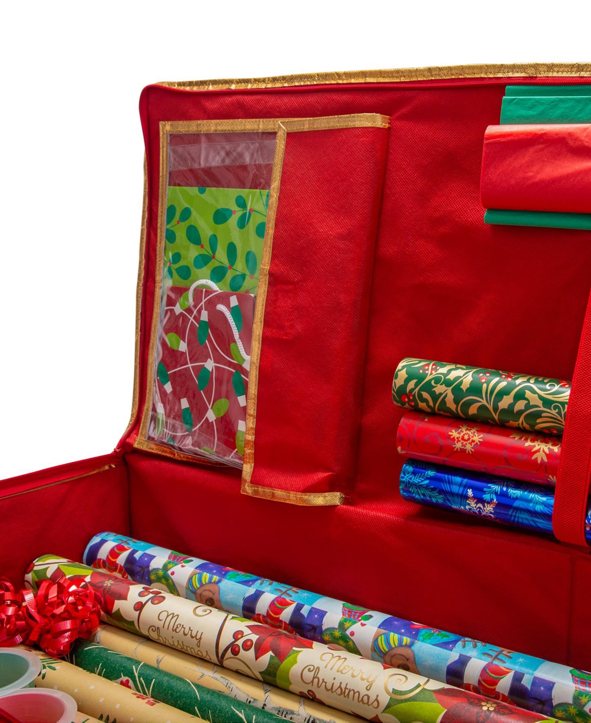 Simplify Holiday Gift Wrap Storage Tote In Red