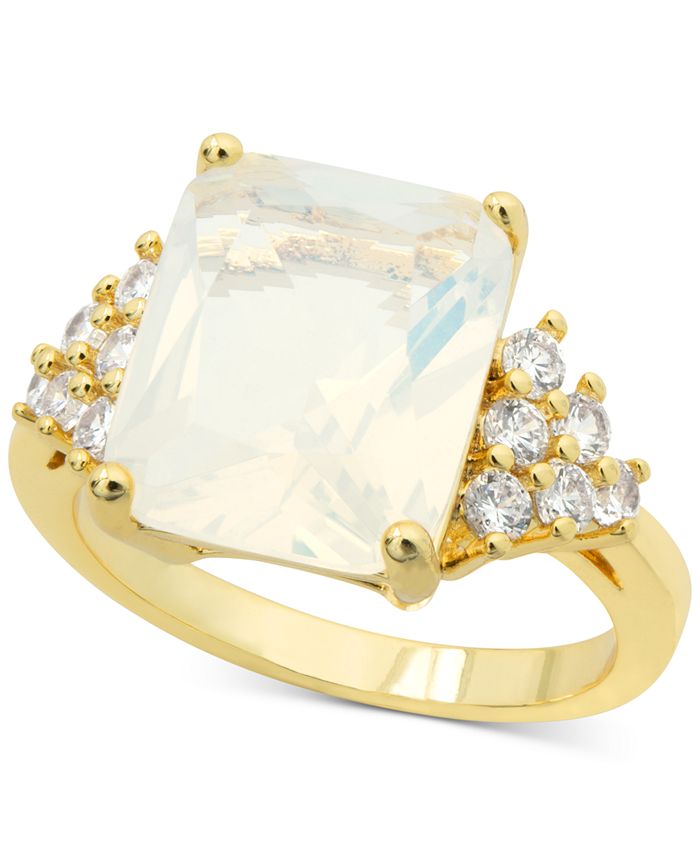 Charter Club Gold-Tone Pavé & Square Stone Cocktail Ring, Created for ...
