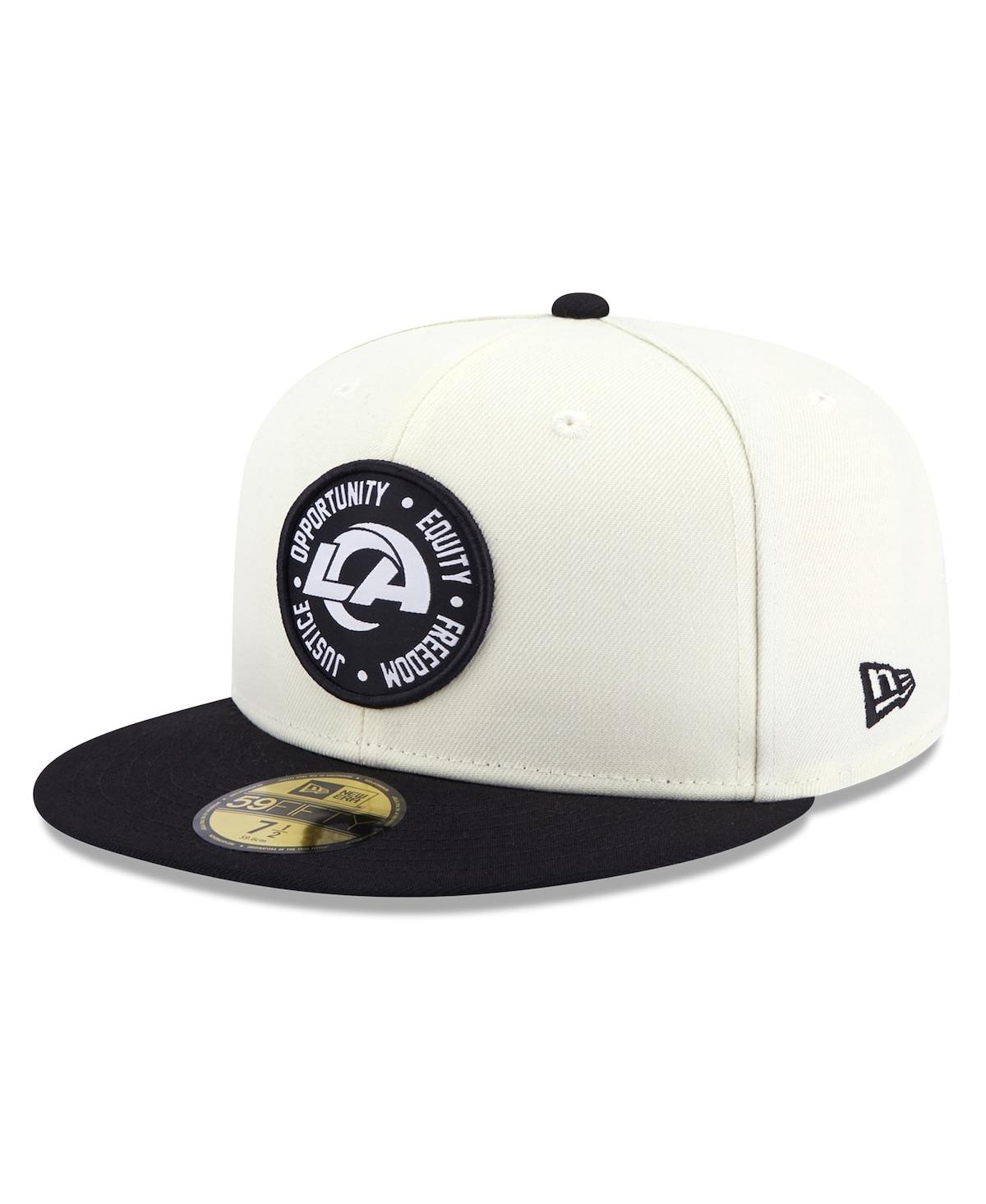Men's New Eraand Black Los Angeles Rams 2022 Inspire Change 59FIFTY Fitted Hat - Cream, Black