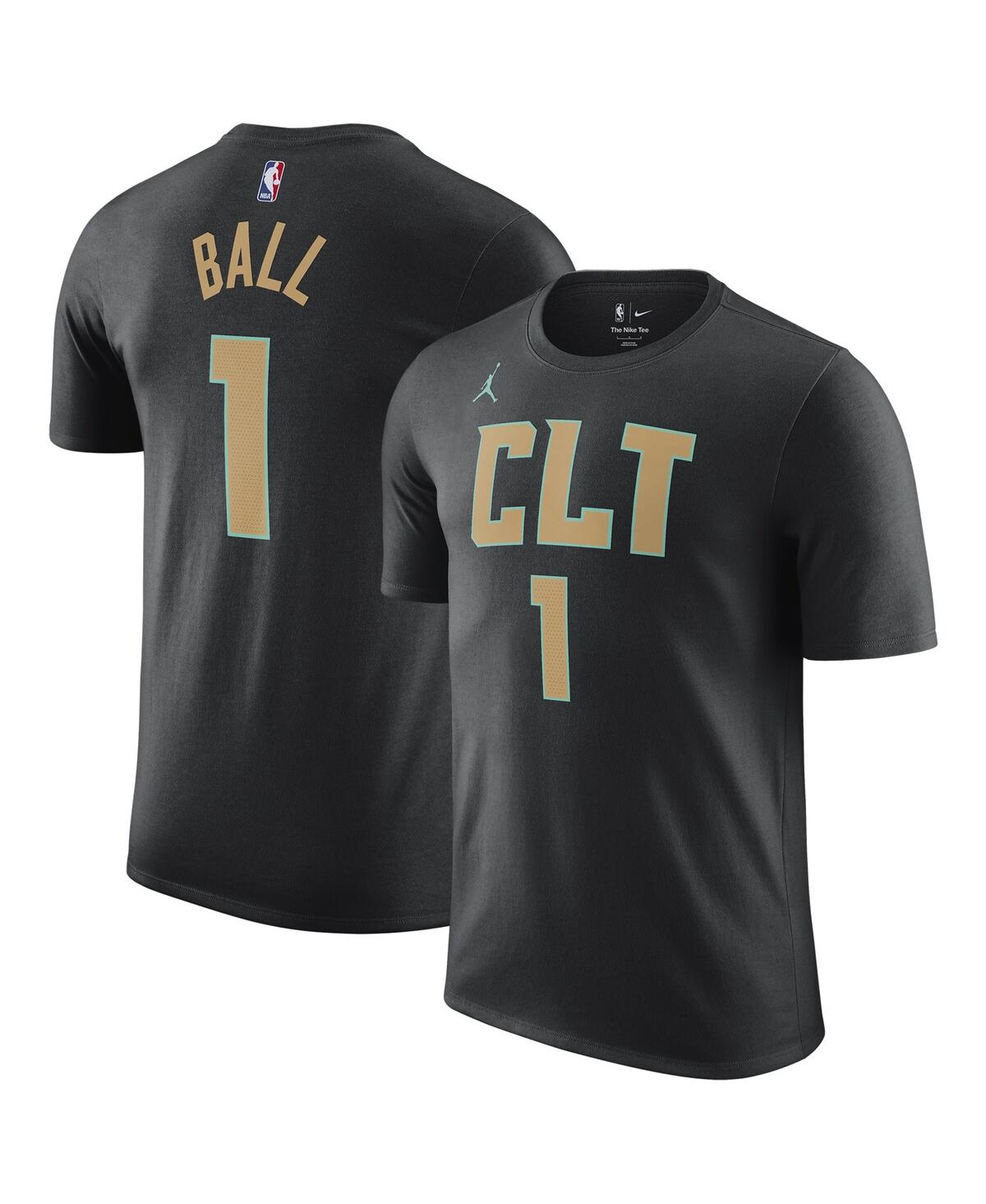 Shop Jordan Men's  Lamelo Ball Black Charlotte Hornets 2022/23 City Edition Name And Number T-shirt