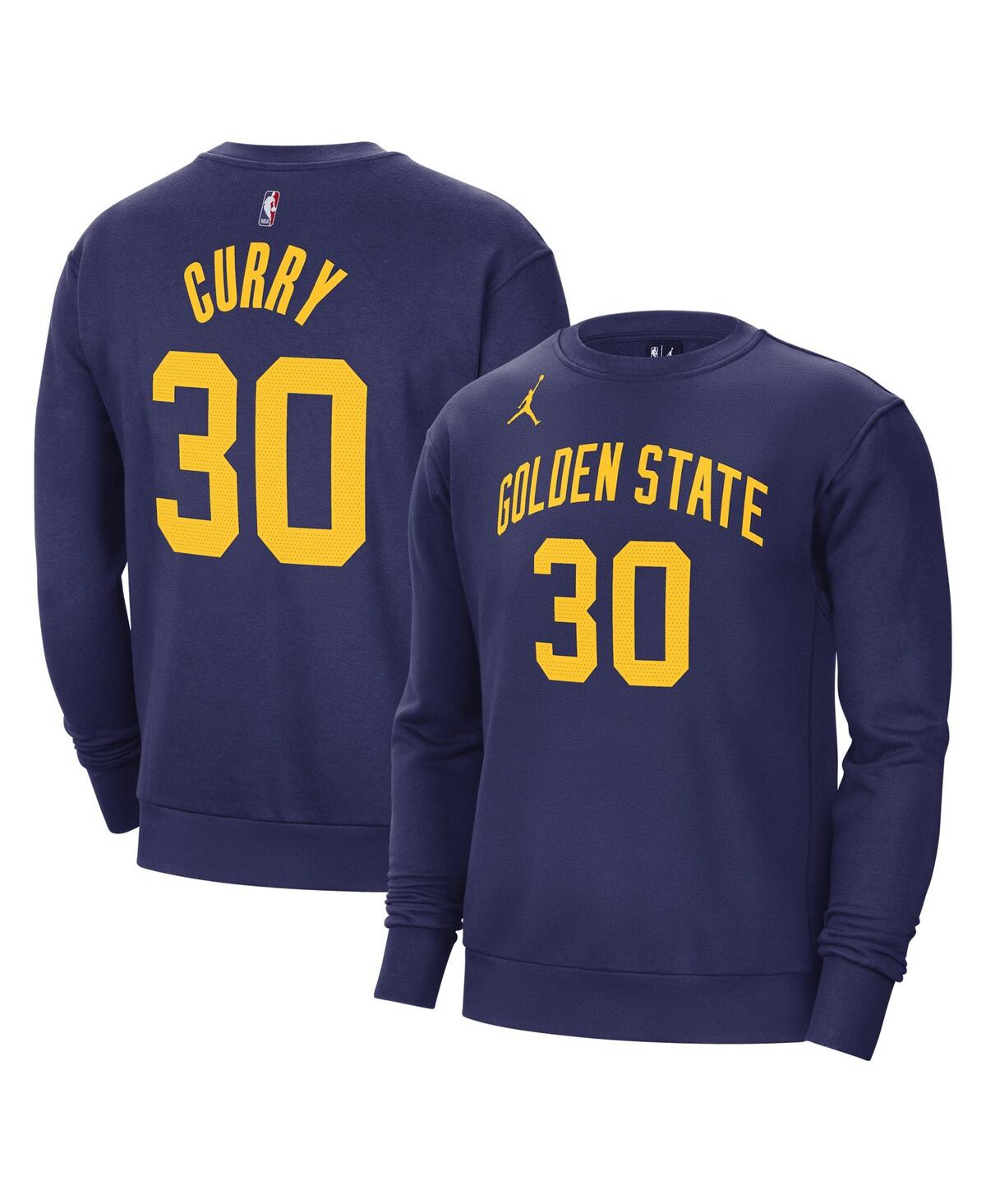 Jordan Men's  Stephen Curry Navy Golden State Warriors Statement Name And Number Pullover Sweatshirt
