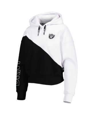 Women's White and Black Las Vegas Raiders Bobbi Color Blocked Pullover Hoodie