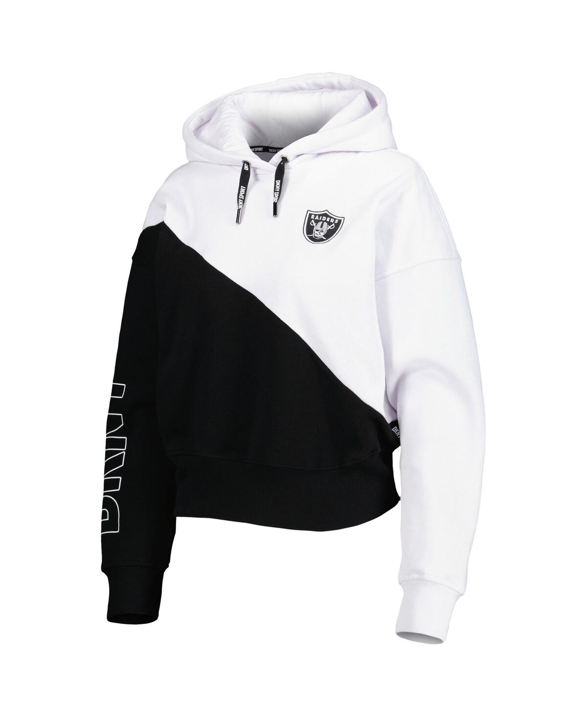 Women's Dkny Sportand Black Las Vegas Raiders Bobbi Color Blocked Pullover Hoodie - White, Black