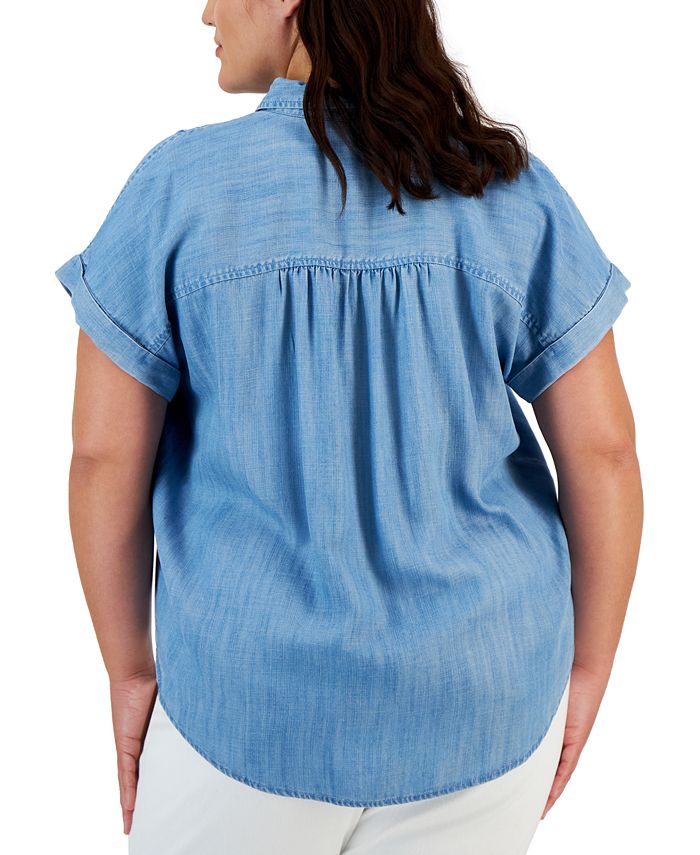 Style & Co Plus Size Camp Shirt, Created for Macy's & Reviews Tops