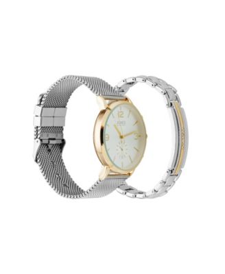 Men's Analog Silver-Tone Metal Alloy Bracelet Watch, 42mm and Bracelet Set