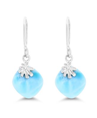 Larimar Nautical Leverback Earrings in Sterling Silver