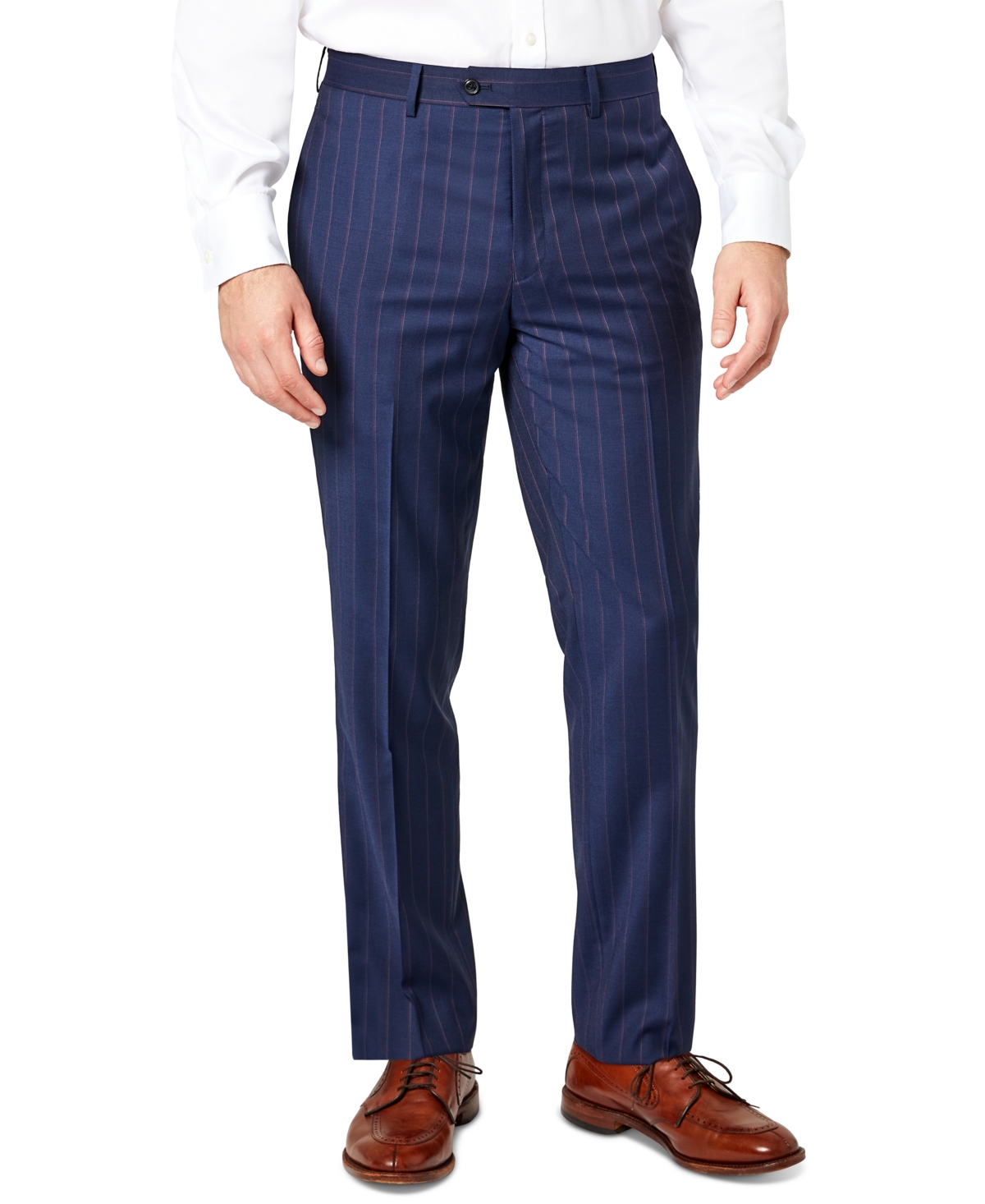 Tallia Men's Slim-fit Berry Stripe Wool Suit Pants In Blue/red