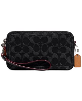 COACH - Washed Denim Signature Kira Small Wristlet Crossbody