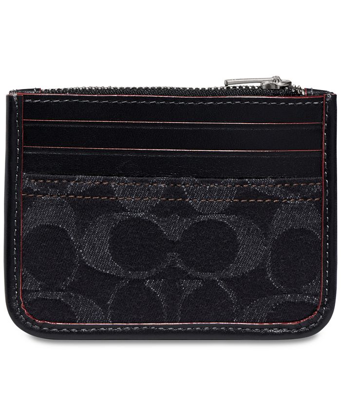 COACH Washed Denim and Leather Signature Small Wristlet - Macy's