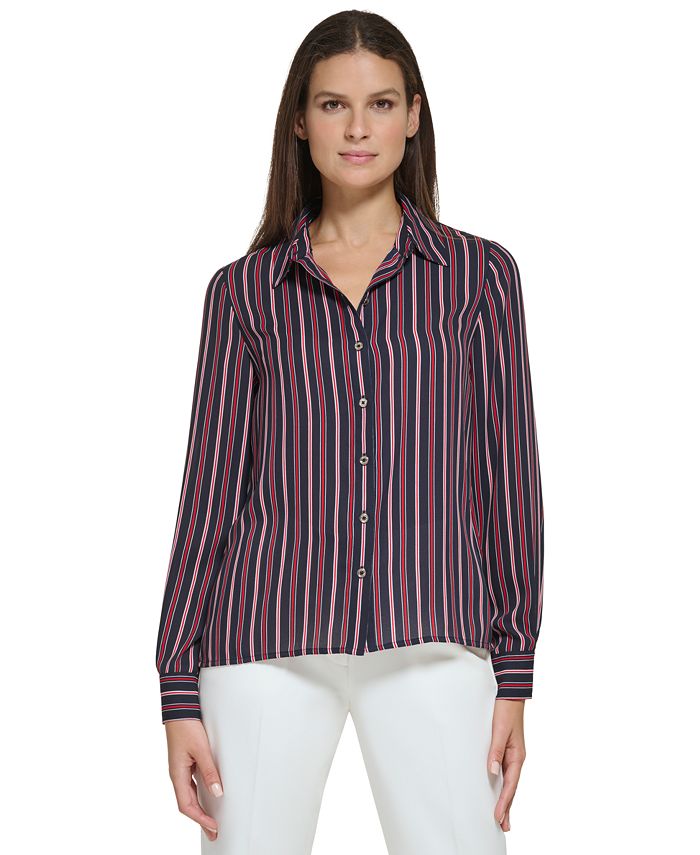 Hilfiger Women's Striped Long-Sleeve Shirt - Macy's