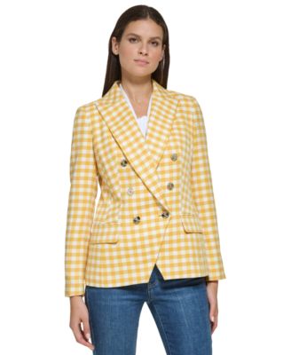 Tommy Hilfiger - Women's Check-Print Double-Breasted Blazer