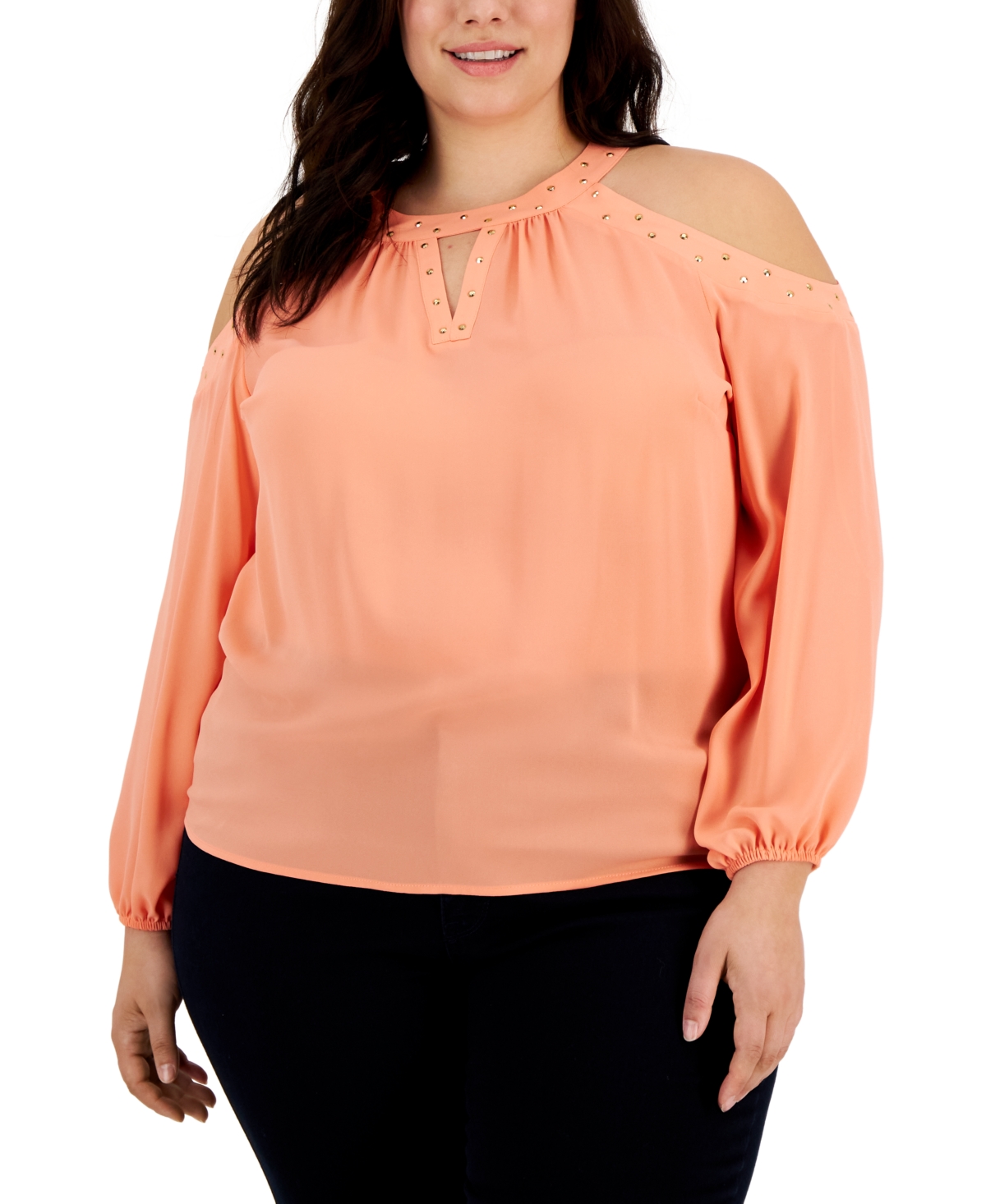 Inc International Concepts Plus Size Cold-Shoulder Top, Created for Macy's