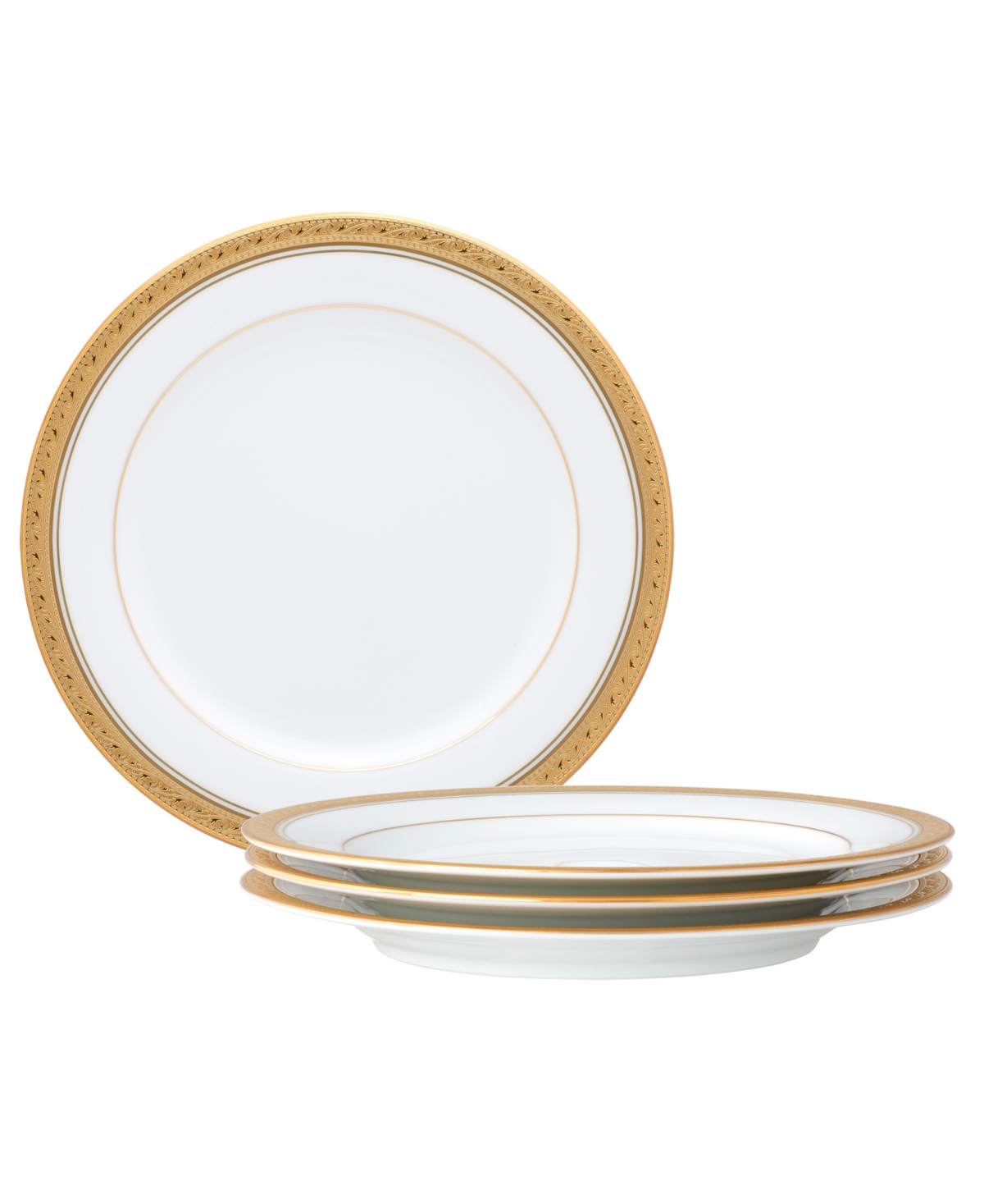 Noritake Crestwood Gold Set Of 4 Salad Plates, Service For 4 In White