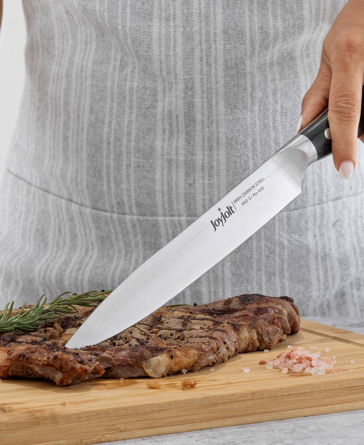 Shop Joyjolt 8"  Slicing Knife High Carbon Steel Kitchen Knife In Silver