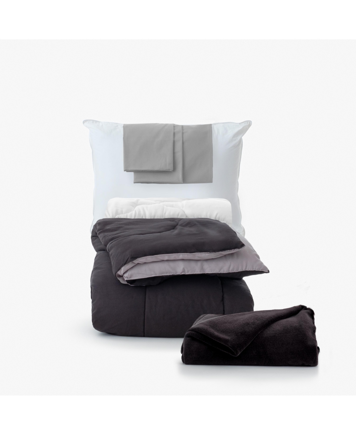 Ocm 7-piece College Dorm Bedding Bundle In Twin Xl Size In Black