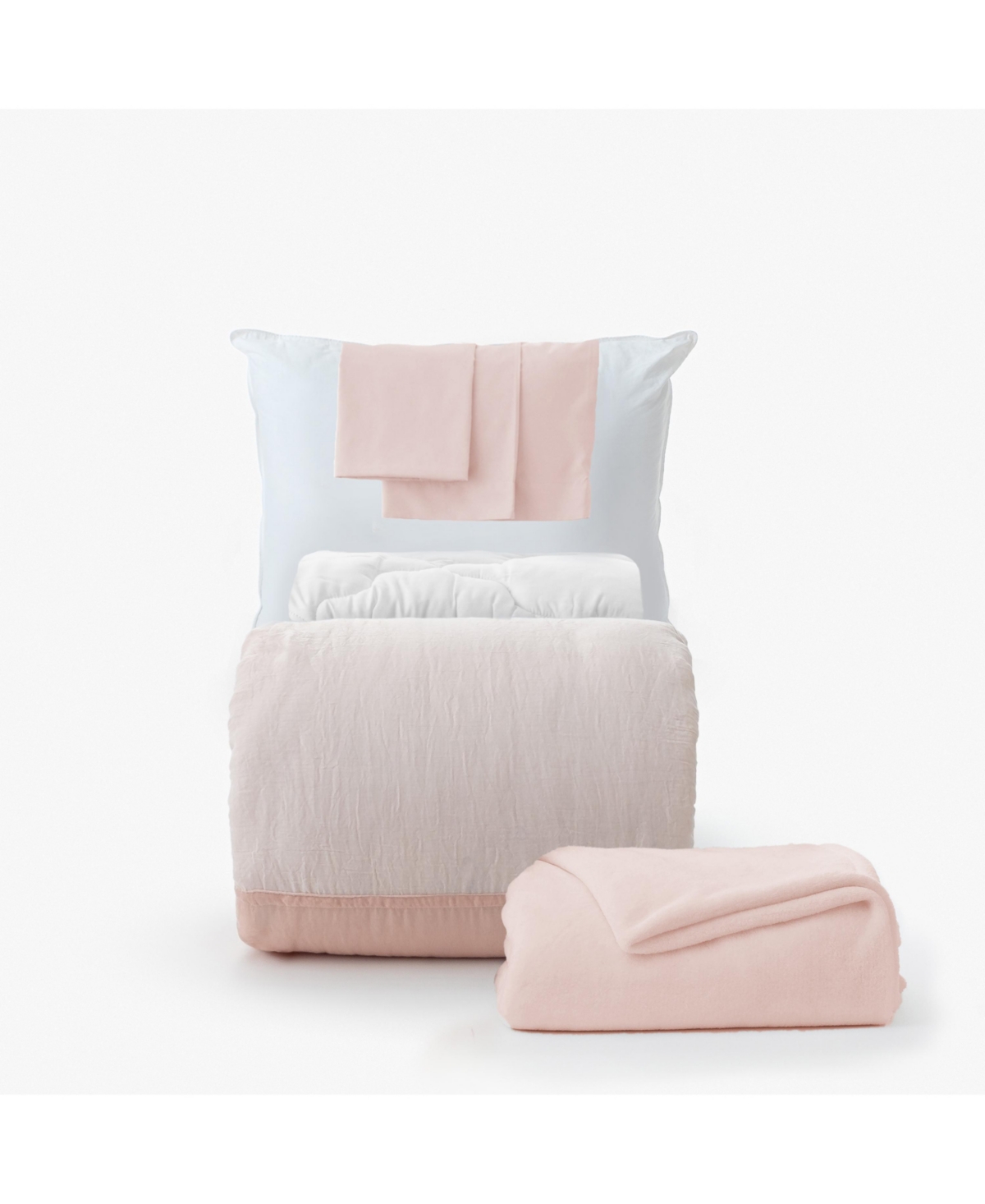 Ocm 7-piece College Dorm Bedding Bundle In Twin Xl Size In Mila Pink