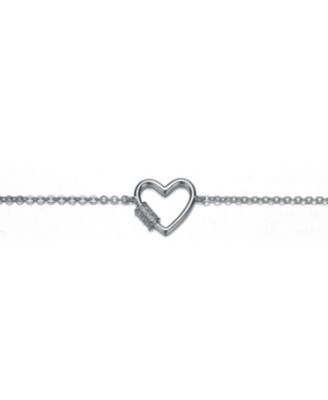 White Gold Plated Cubic Zirconia Heart Adjustable Bracelet