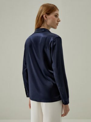 Women's Classic Pearl Button Silk Shirt