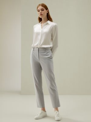 Women's Basic Concealed Placket Silk Shirt