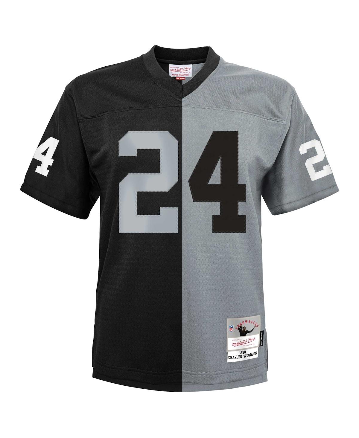 Big Boys and Girls Mitchell & Ness Charles Woodson Silver Las Vegas Raiders Split Legacy Jersey - Silver