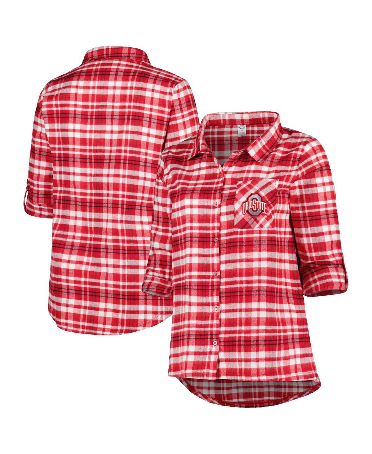 Women's Scarlet Ohio State Buckeyes Plus Size Mainstay Long Sleeve Button-Up Shirt - Scarlet