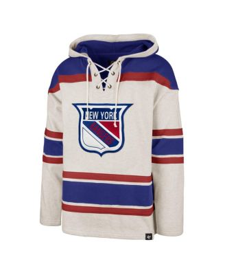 Men's Oatmeal New York Rangers Rockaway Lace-Up Pullover Hoodie