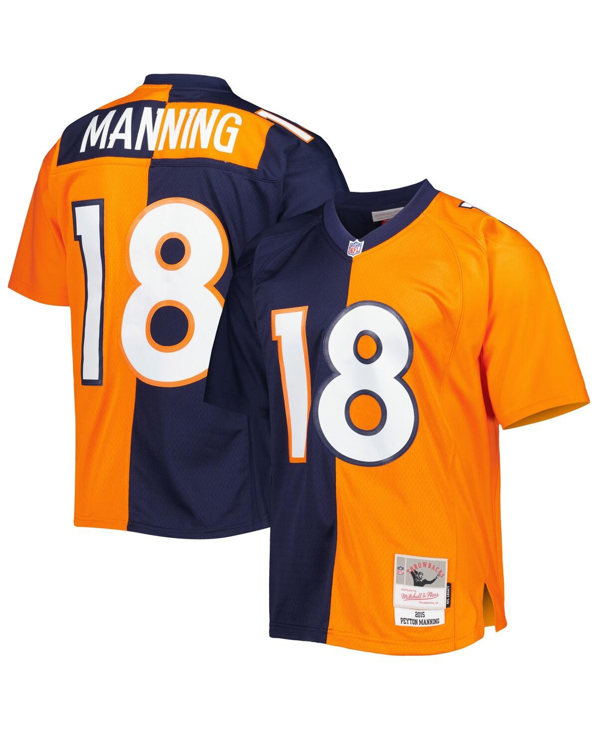 Men's Mitchell & Ness Peyton Manning Orange Denver Broncos 2015 Split Legacy Replica Jersey - Orange