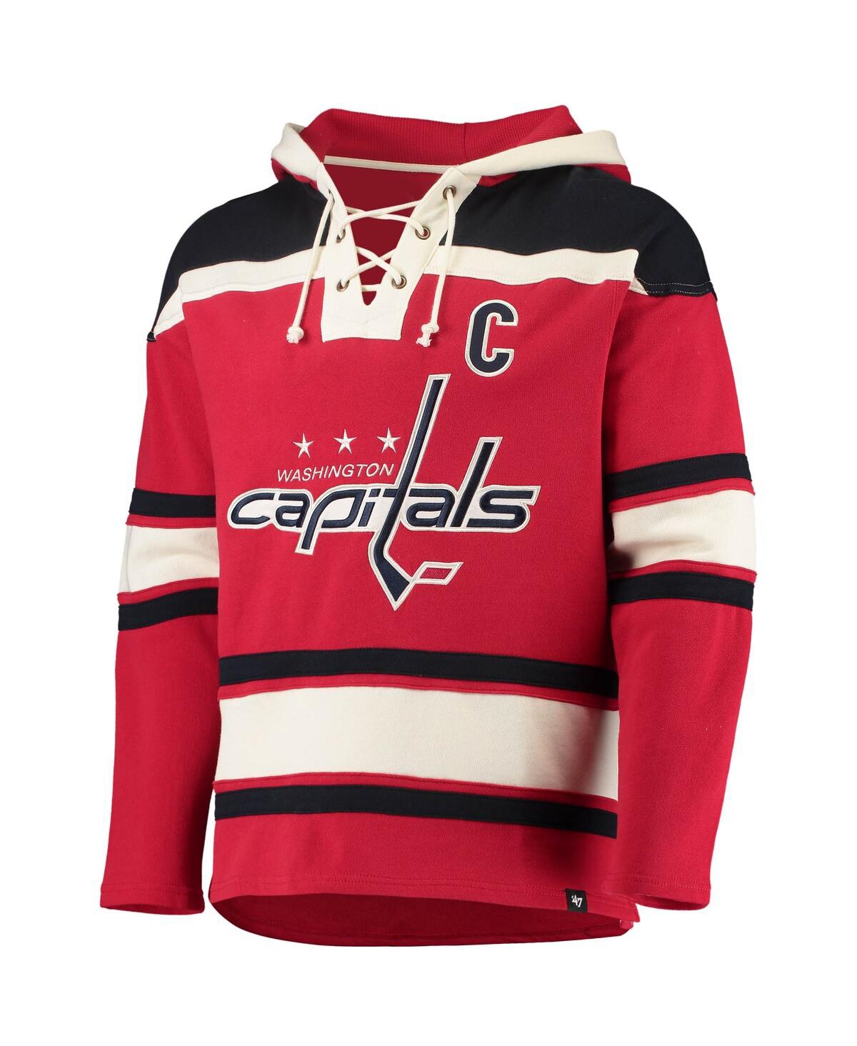 Men's '47 Brand Alexander OvechkWashington Capitals Player Name and Number Lacer Pullover Hoodie - Red