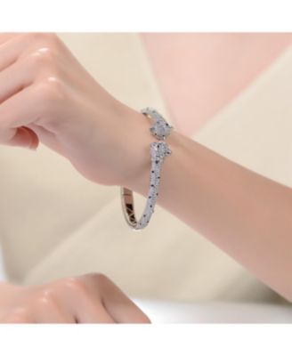 Cubic Zirconia White Gold Plated Fauna Bangle Bracelet
