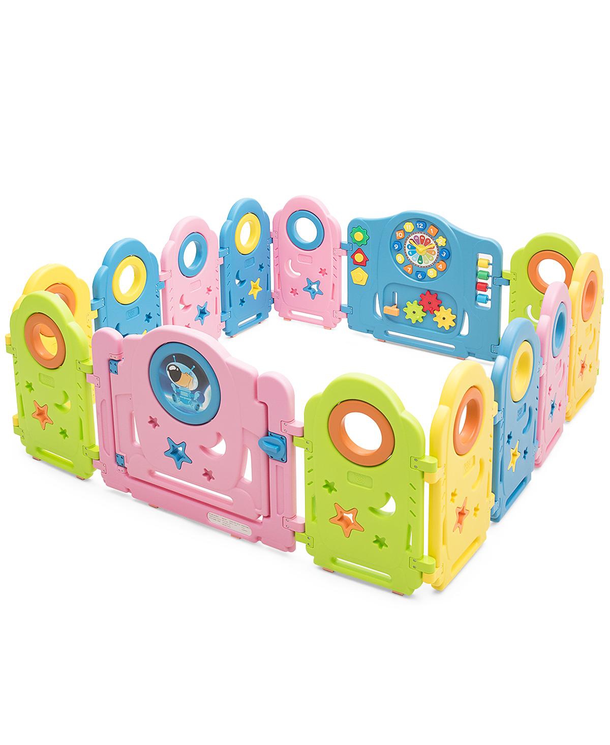 Costway 14 Panel Baby Playpen Kids Activity Center W/ Gate Indoor In