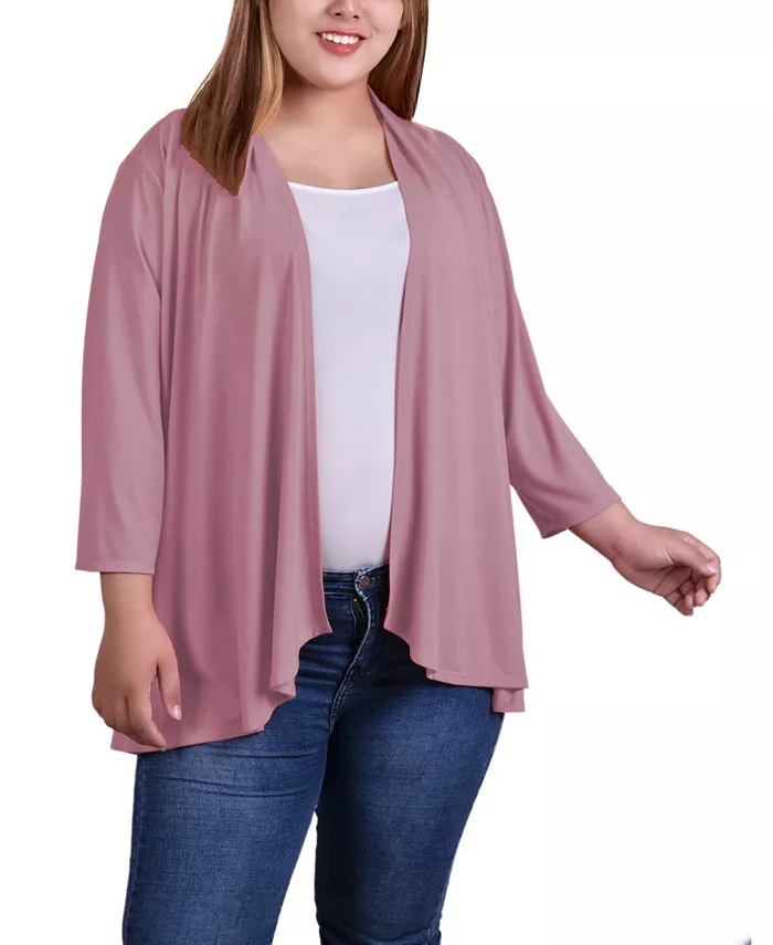 Plus Size Draped Open-Front Cardigan Sweater