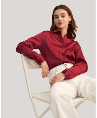 Women's Long Sleeves Collared Silk Blouse