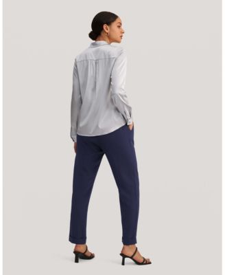 Women's Long Sleeves Collared Silk Blouse