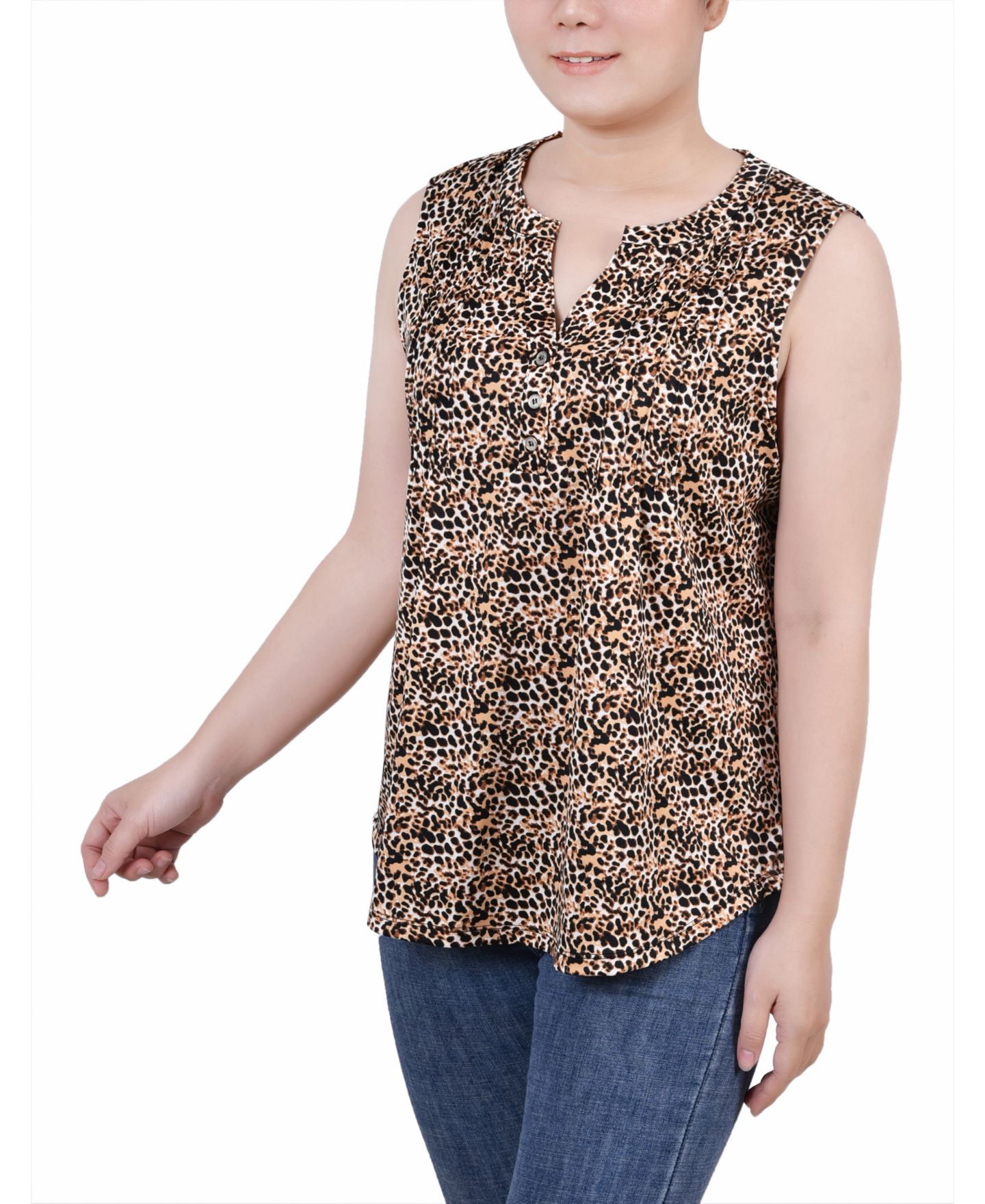 Женский топ NY Collection Sleeveless Knit Y-neck, цвет: Золотой чёрный — фото 3