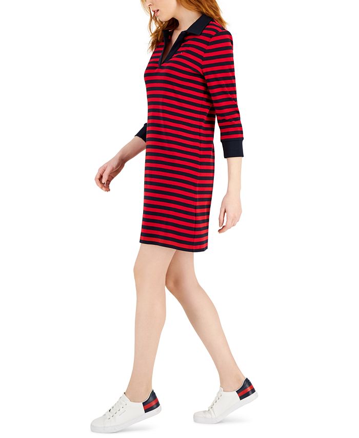 Tommy Hilfiger Womens Johnny Collar Rugby Dress Red Size Large main image 1